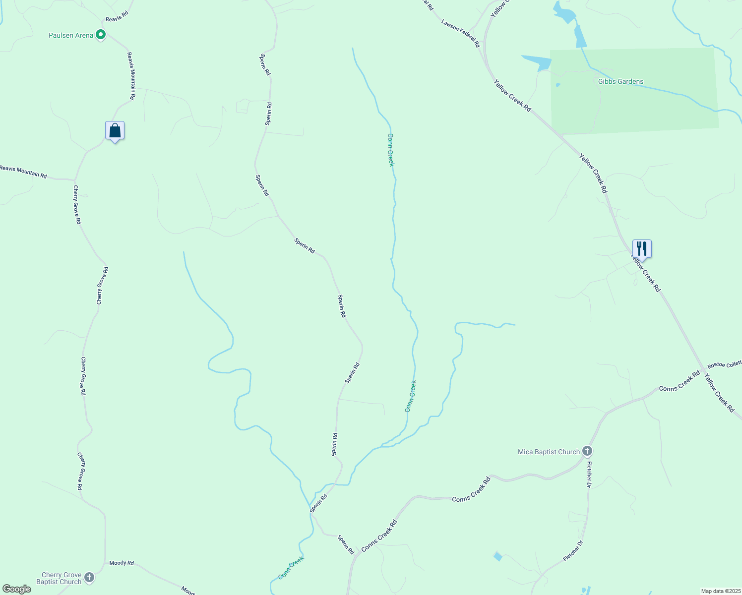 map of restaurants, bars, coffee shops, grocery stores, and more near Sperin Road in Cherokee County
