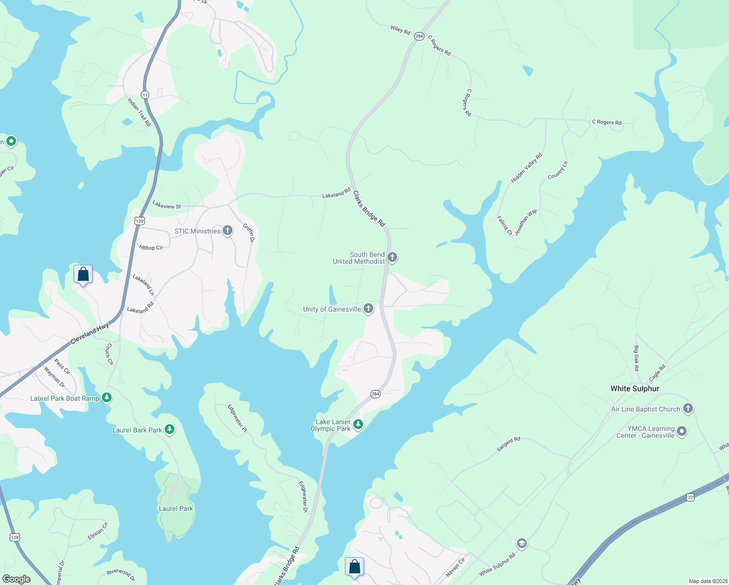 map of restaurants, bars, coffee shops, grocery stores, and more near 3414 Clarks Bridge Crossing in Gainesville