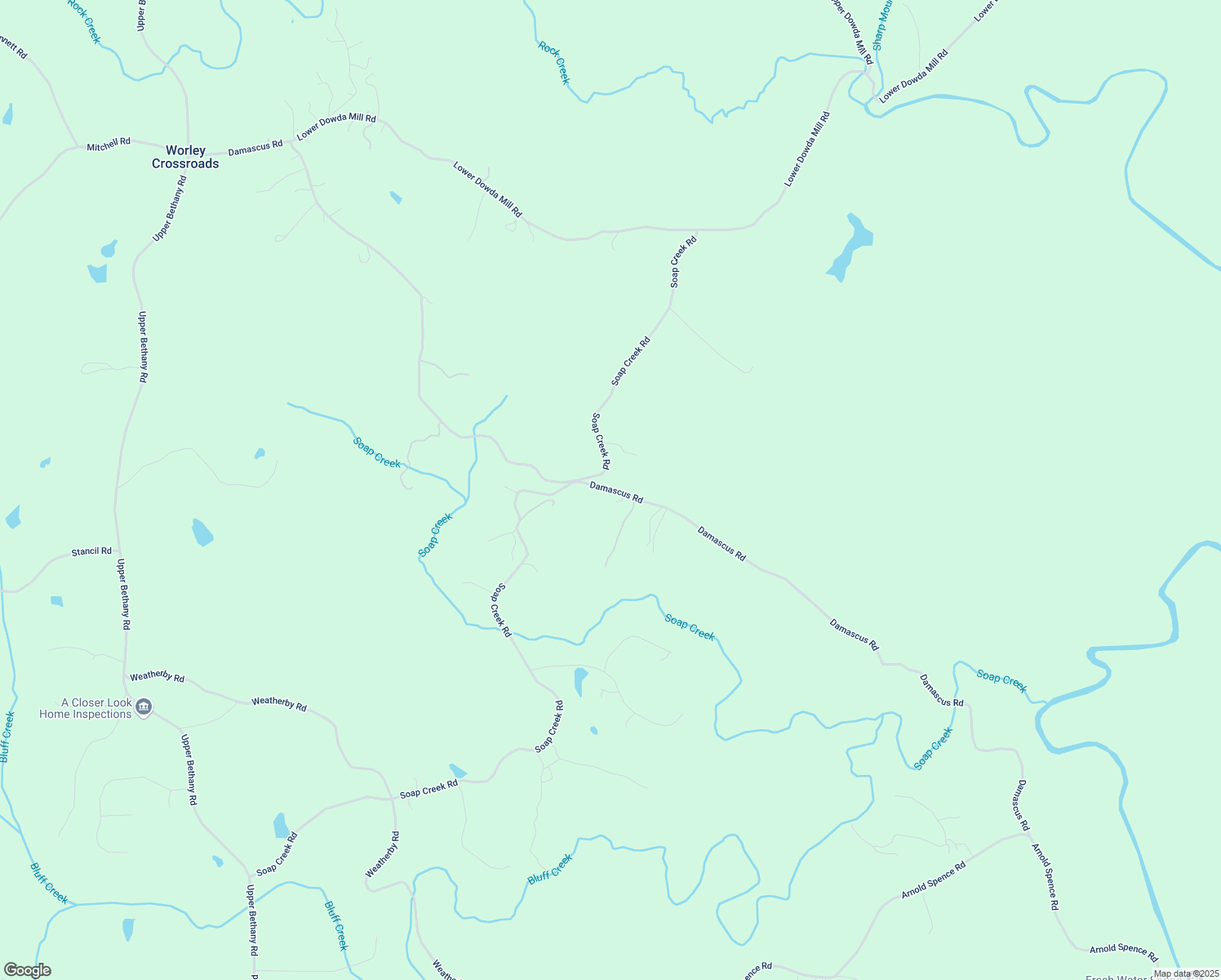 map of restaurants, bars, coffee shops, grocery stores, and more near Damascus Road in Cherokee County