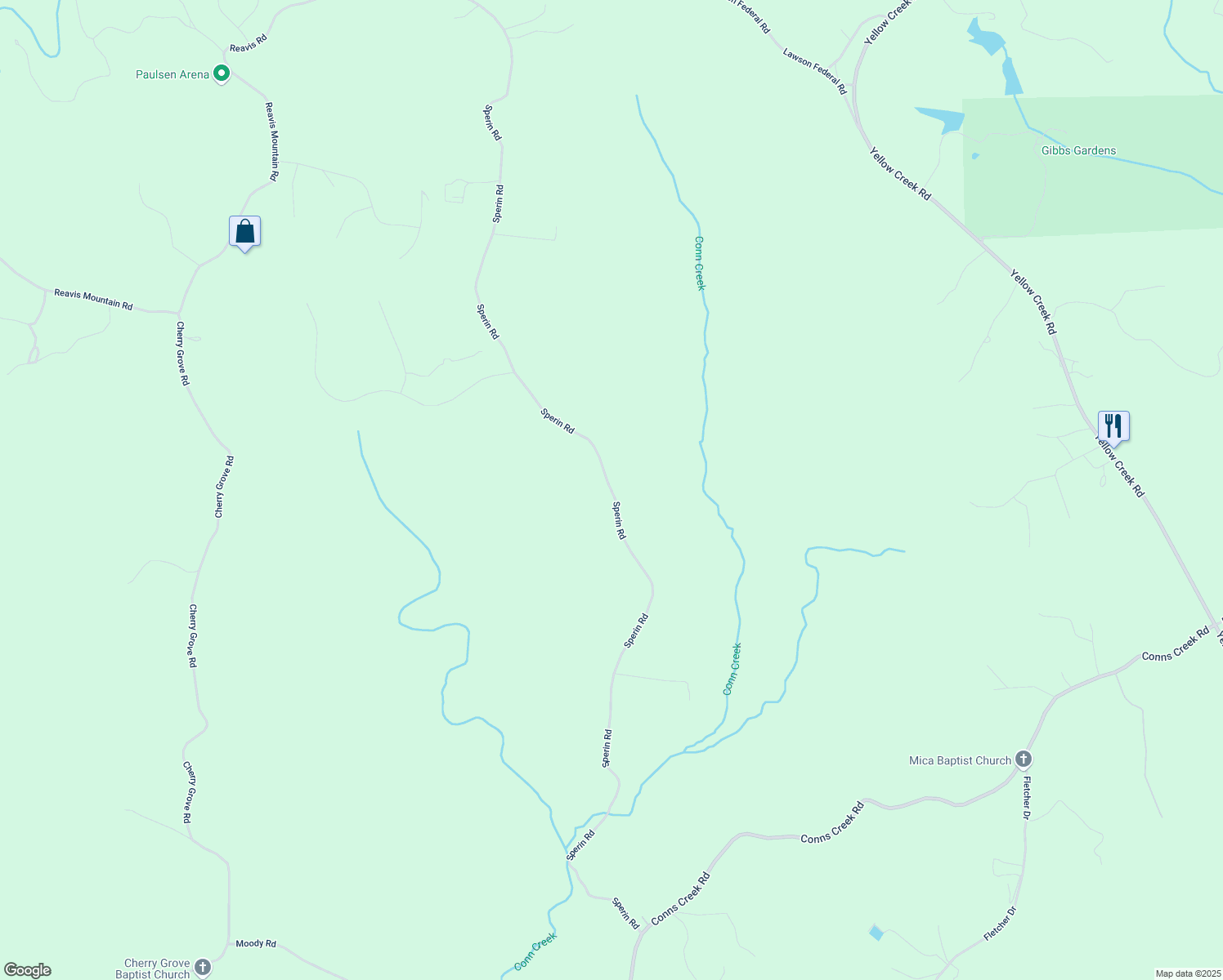 map of restaurants, bars, coffee shops, grocery stores, and more near Sperin Road in Cherokee County