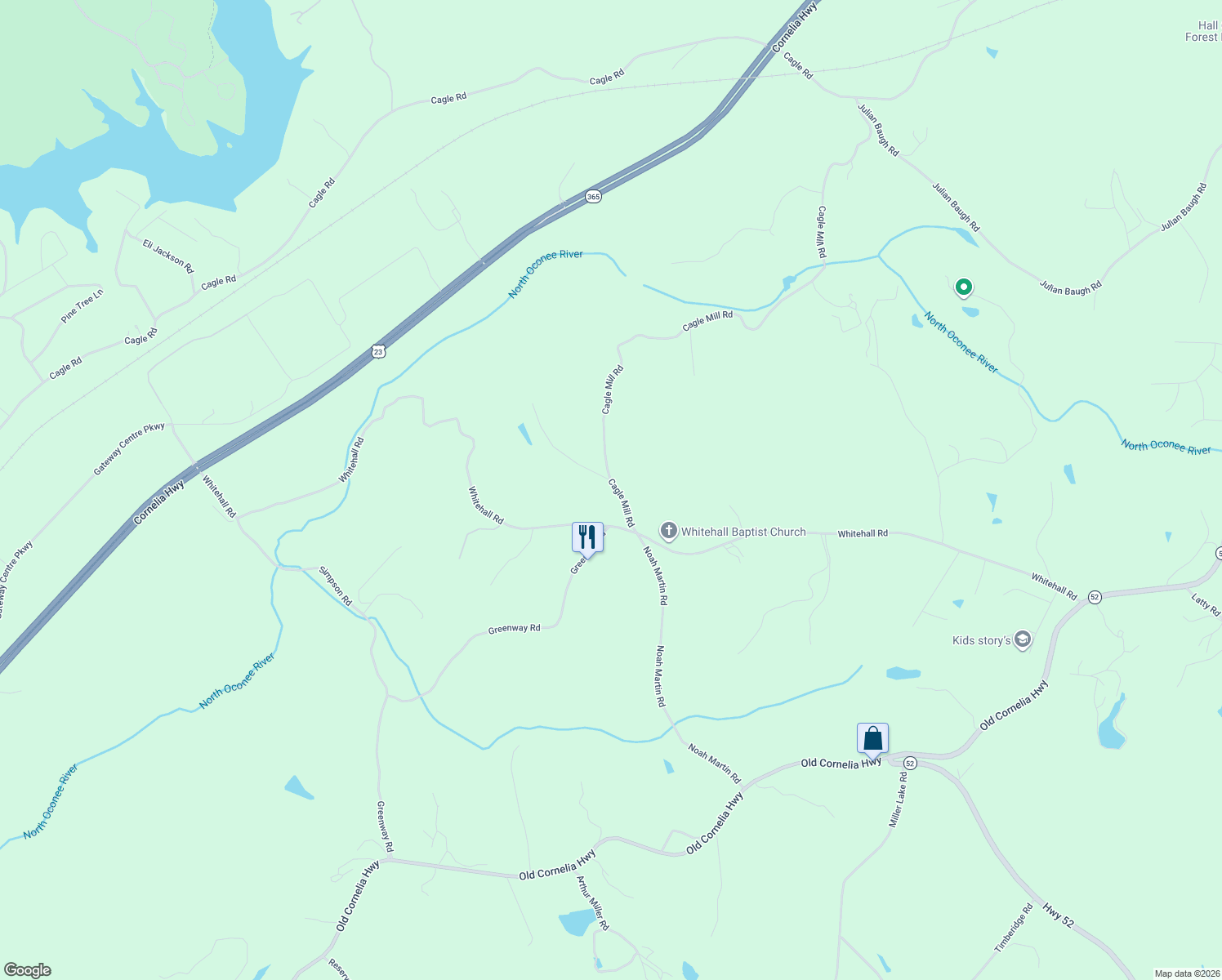 map of restaurants, bars, coffee shops, grocery stores, and more near 4669 Cagle Mill Rd in Lula