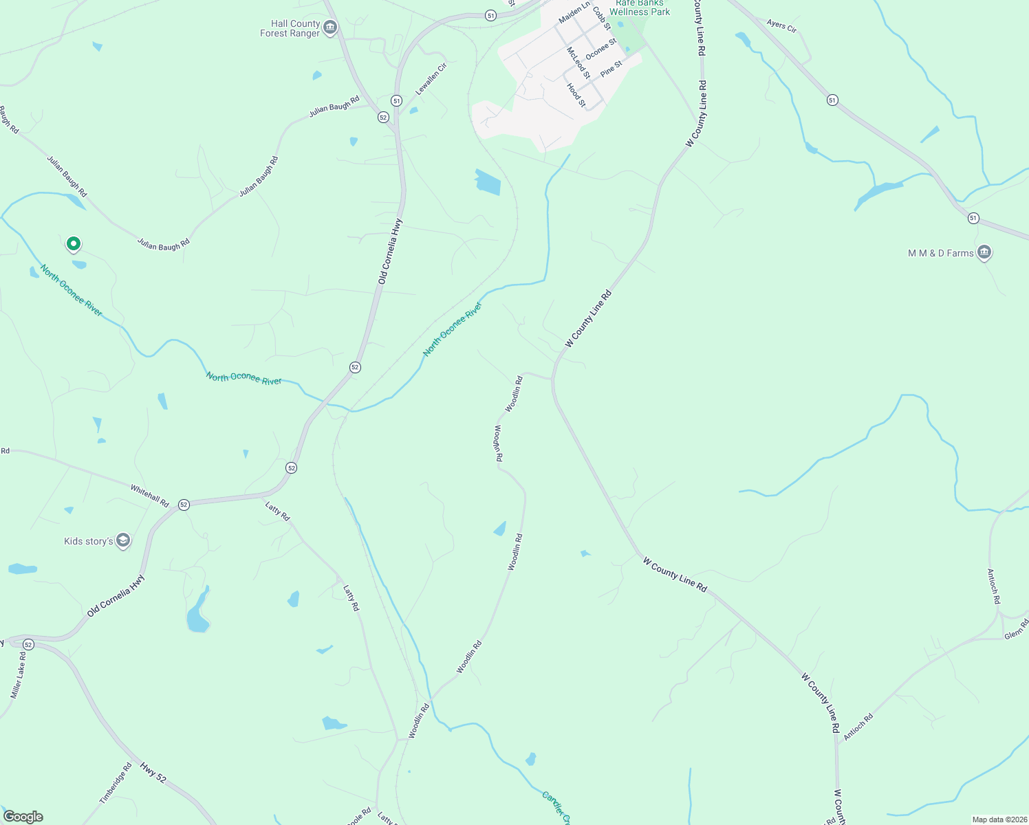 map of restaurants, bars, coffee shops, grocery stores, and more near 5684 Woodlin Road in Lula