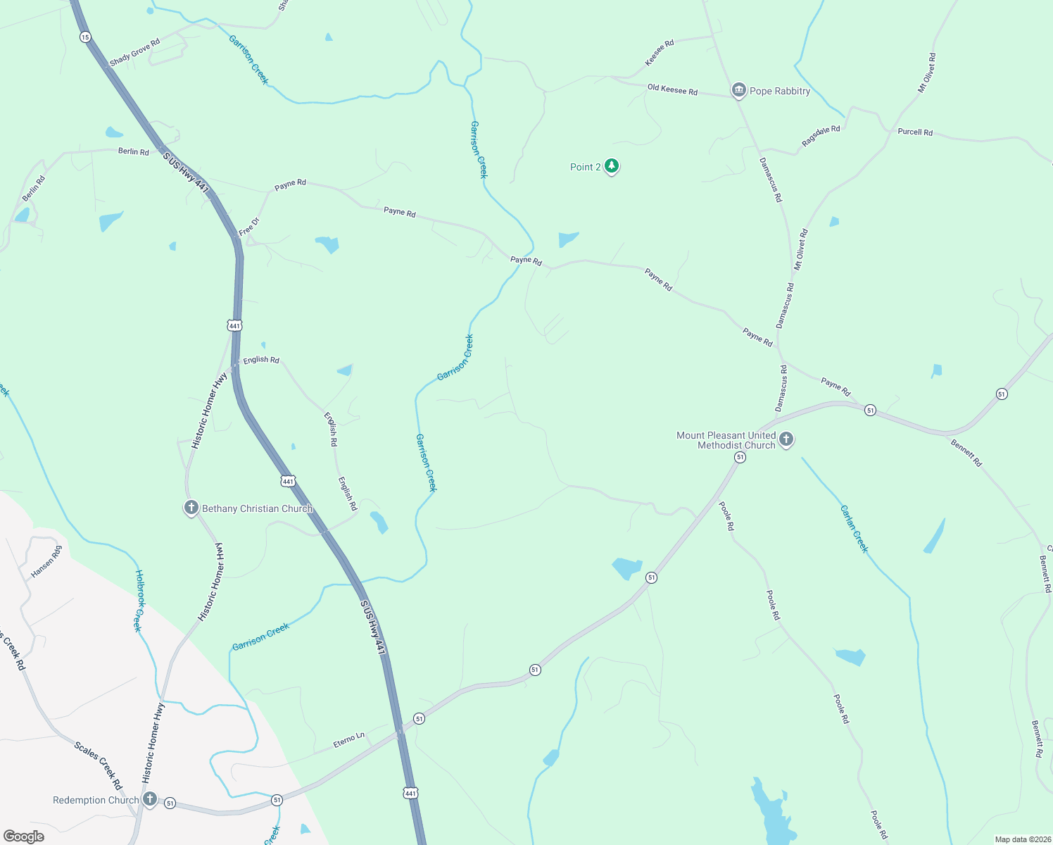 map of restaurants, bars, coffee shops, grocery stores, and more near Charity Drive in Banks County