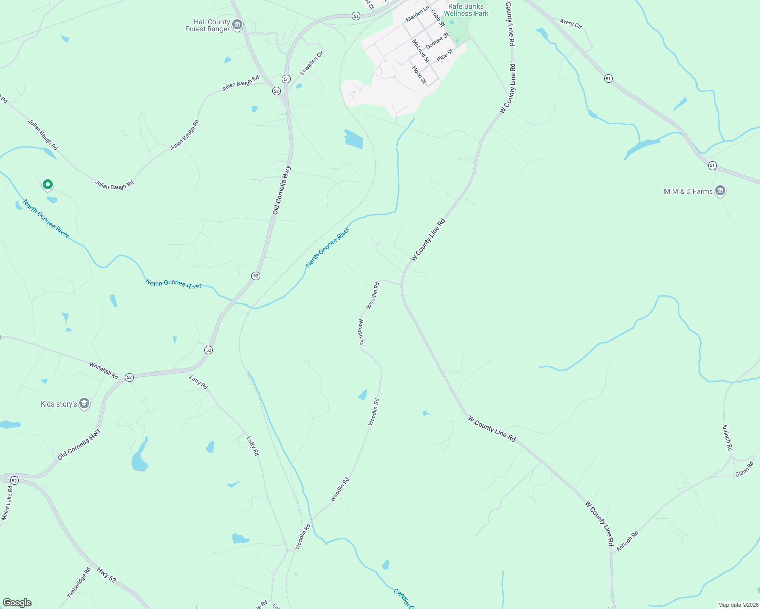 map of restaurants, bars, coffee shops, grocery stores, and more near 5684 Woodlin Road in Lula