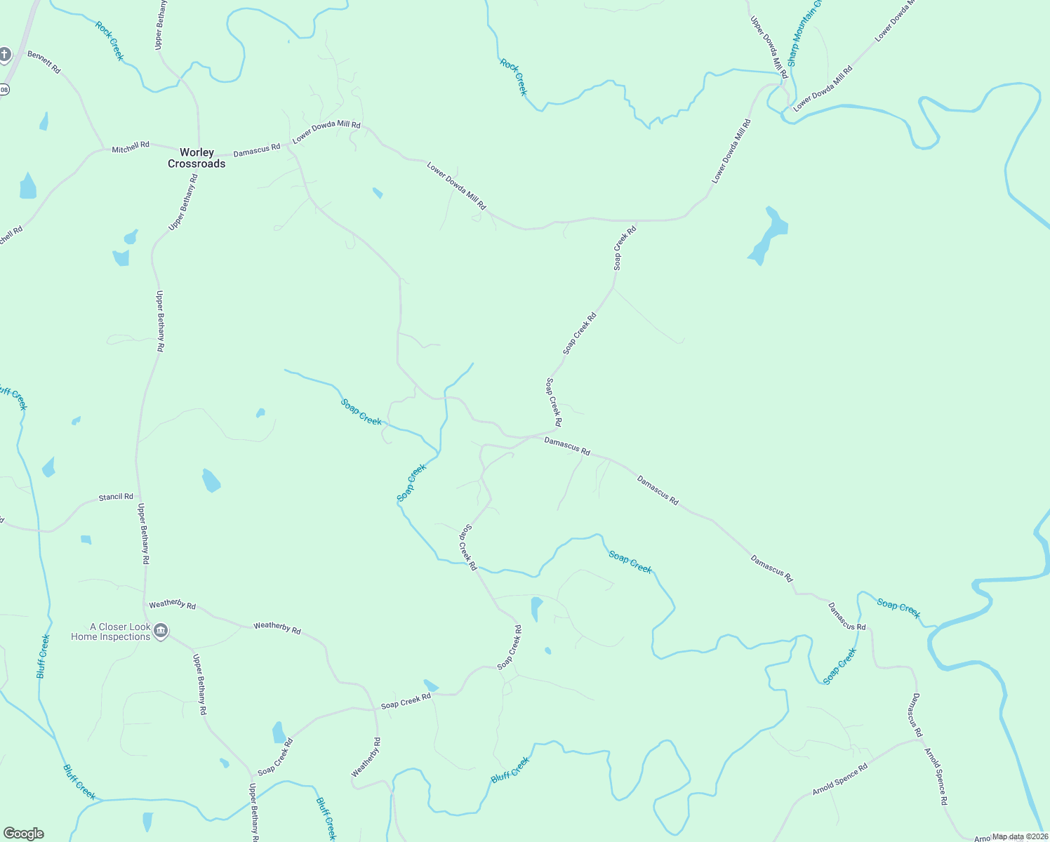 map of restaurants, bars, coffee shops, grocery stores, and more near 2365 Soap Creek Road in Ball Ground