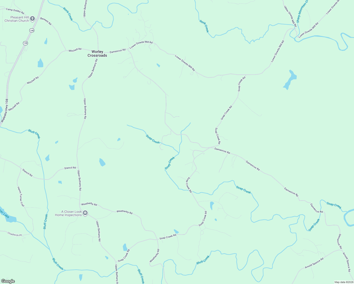 map of restaurants, bars, coffee shops, grocery stores, and more near 2197 Damascus Road in Jasper