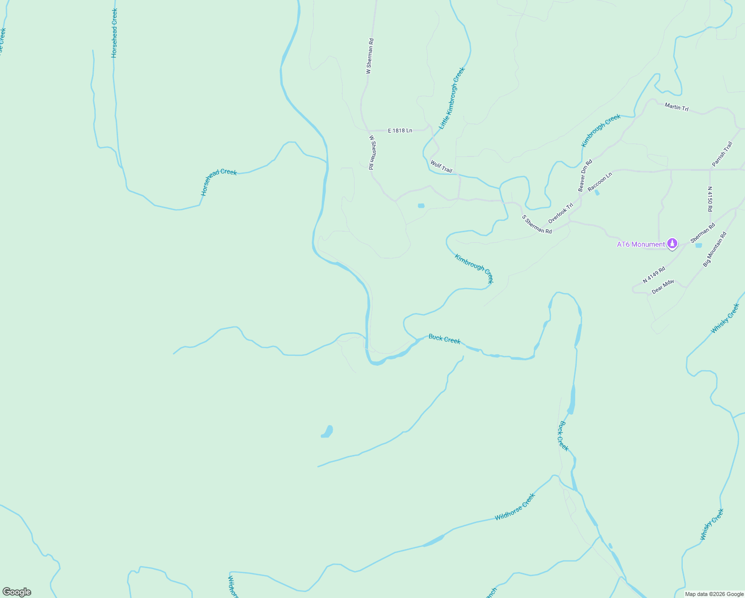 map of restaurants, bars, coffee shops, grocery stores, and more near Buck Creek Road in Antlers