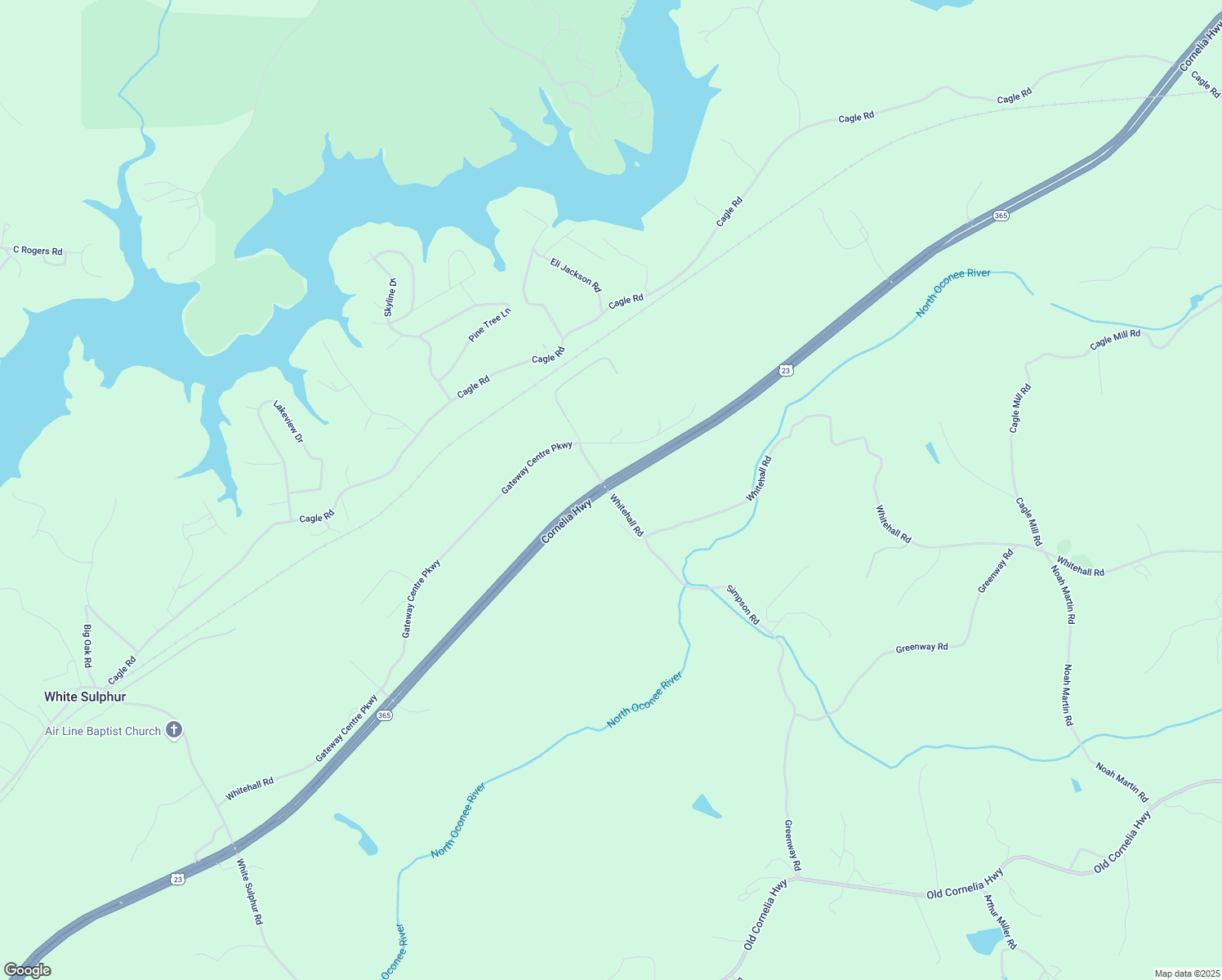 map of restaurants, bars, coffee shops, grocery stores, and more near Cornelia Highway in Lula