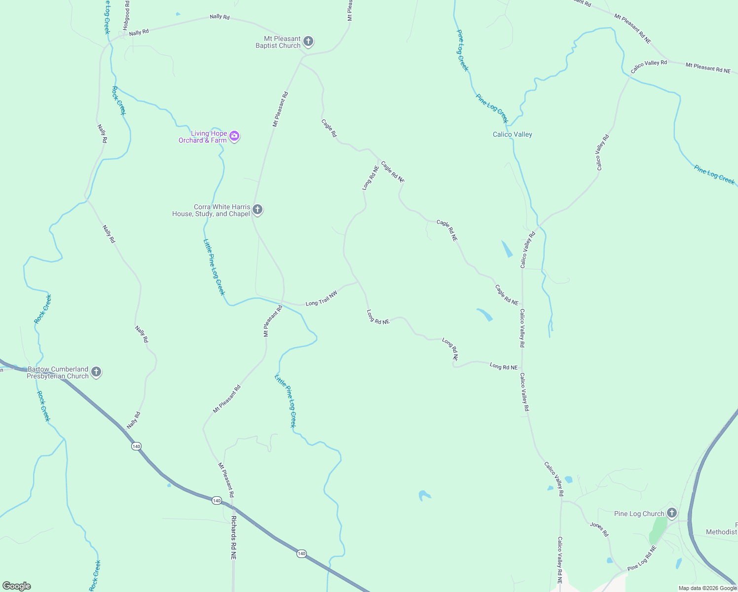 map of restaurants, bars, coffee shops, grocery stores, and more near 182 Long Road Northeast in Rydal
