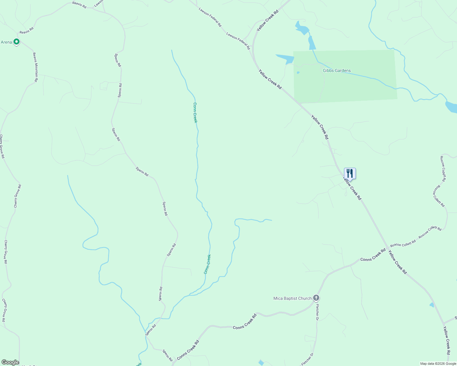 map of restaurants, bars, coffee shops, grocery stores, and more near 1616 Sperin Road in Ball Ground