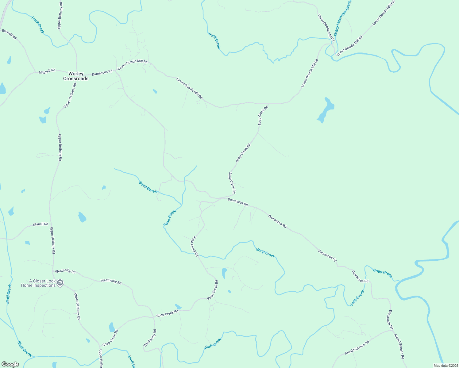 map of restaurants, bars, coffee shops, grocery stores, and more near 2365 Soap Creek Road in Ball Ground