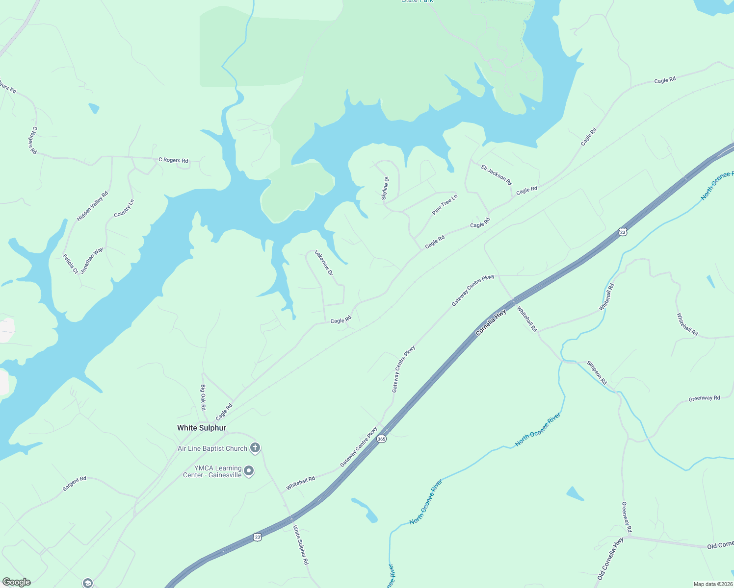 map of restaurants, bars, coffee shops, grocery stores, and more near 3612 Tower Way in Gainesville