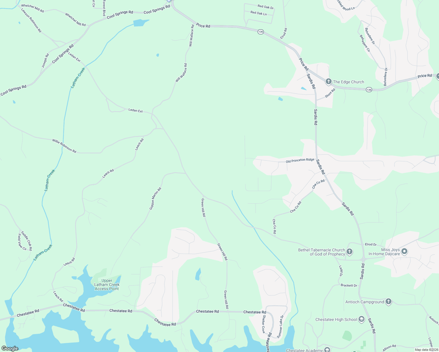 map of restaurants, bars, coffee shops, grocery stores, and more near 4310 Ledan Road in Gainesville