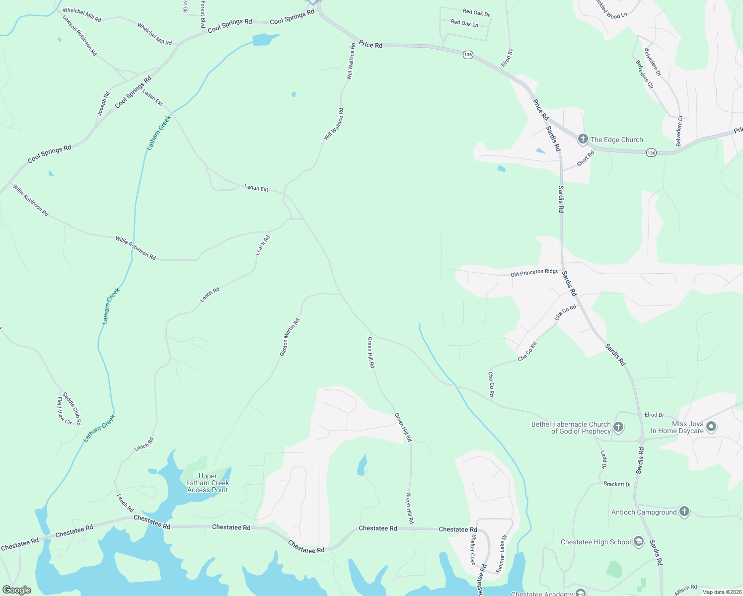 map of restaurants, bars, coffee shops, grocery stores, and more near 4310 Ledan Road in Gainesville