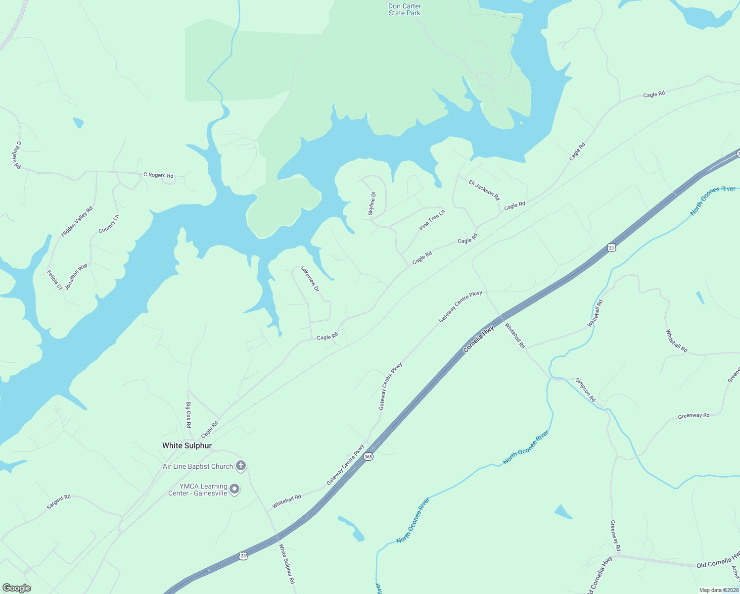 map of restaurants, bars, coffee shops, grocery stores, and more near 3631 Cagle Road in Gainesville