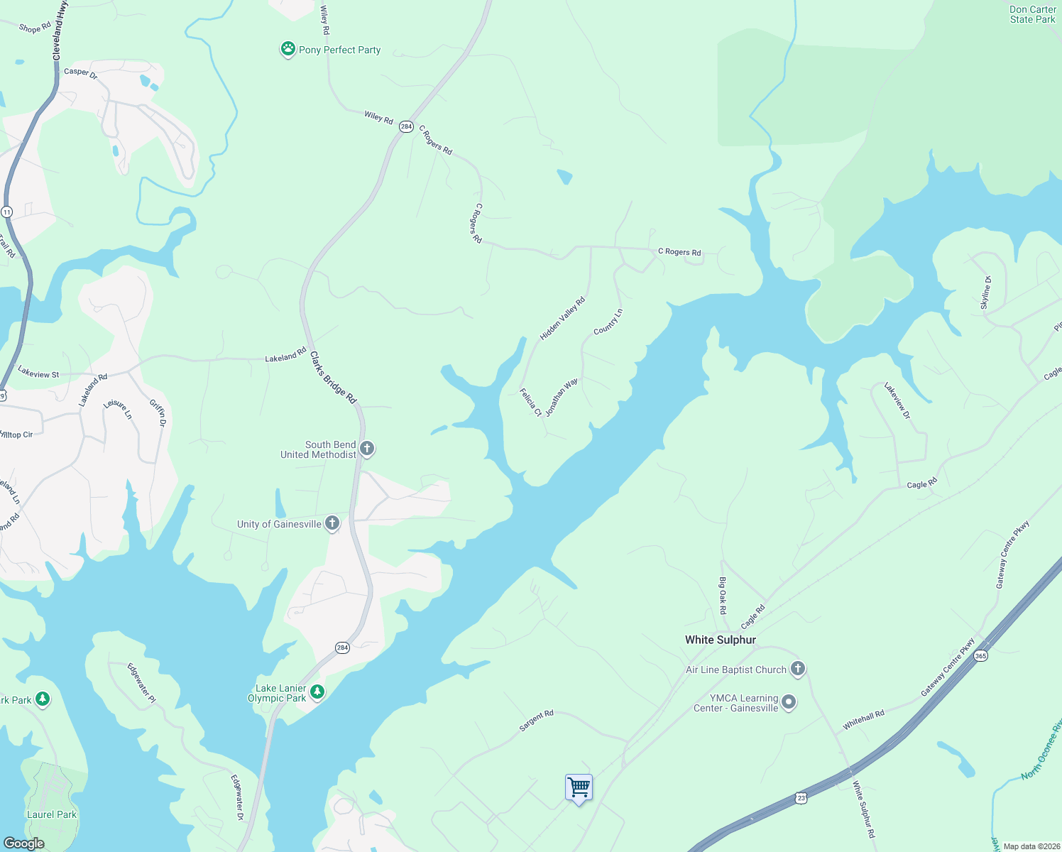 map of restaurants, bars, coffee shops, grocery stores, and more near 3336 Felicia Court in Gainesville