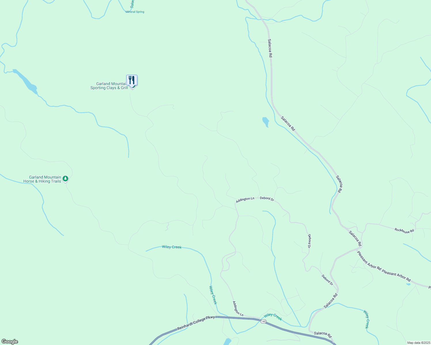 map of restaurants, bars, coffee shops, grocery stores, and more near 395 Able Road in Waleska