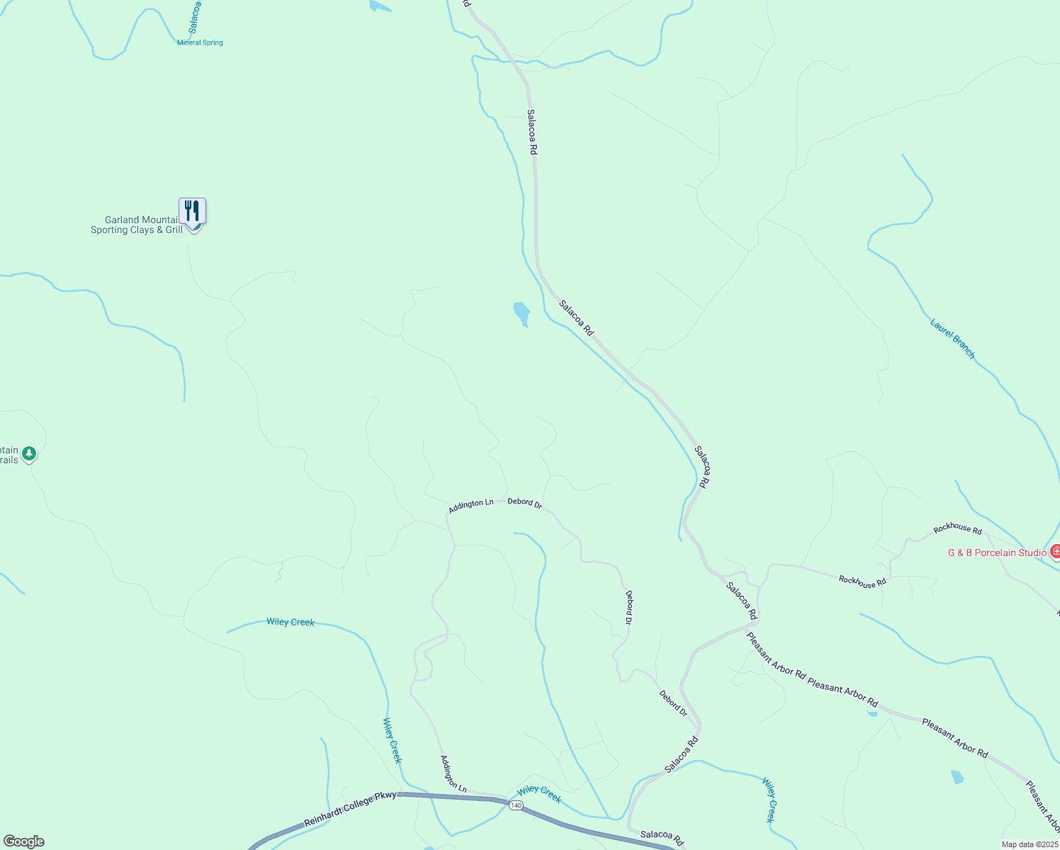 map of restaurants, bars, coffee shops, grocery stores, and more near 395 Able Road in Waleska