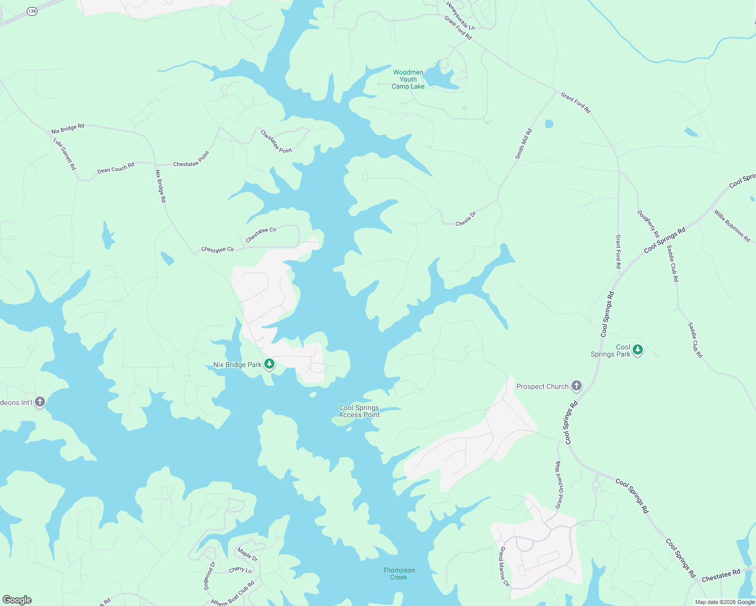 map of restaurants, bars, coffee shops, grocery stores, and more near 6448 Point Twenty Two in Gainesville