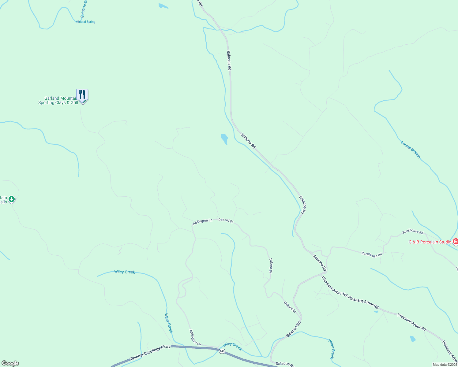 map of restaurants, bars, coffee shops, grocery stores, and more near 395 Able Road in Waleska