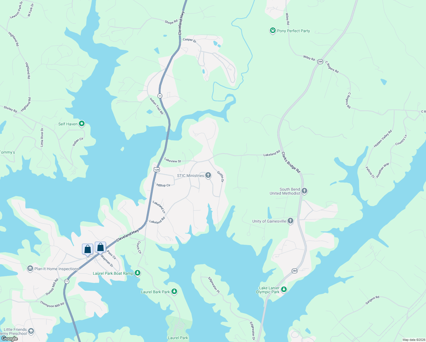 map of restaurants, bars, coffee shops, grocery stores, and more near 3622 Griffin Drive in Gainesville