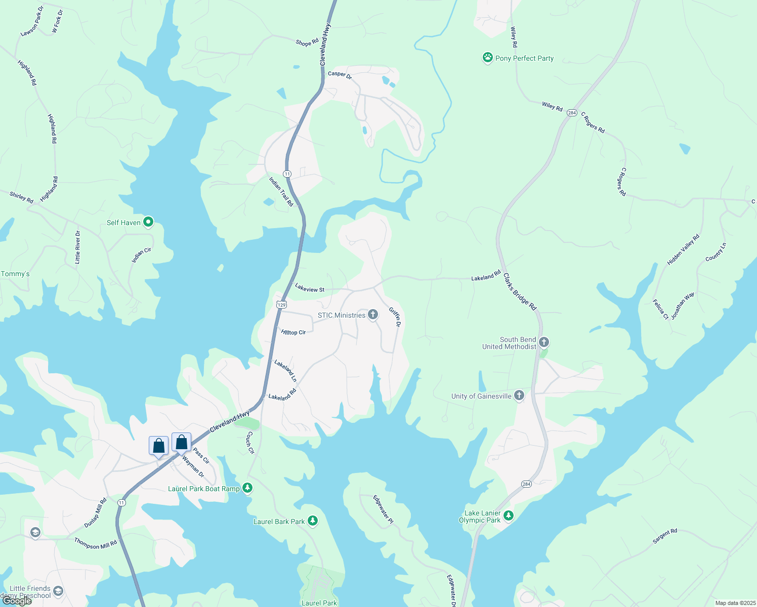 map of restaurants, bars, coffee shops, grocery stores, and more near 3614 Griffin Drive in Gainesville