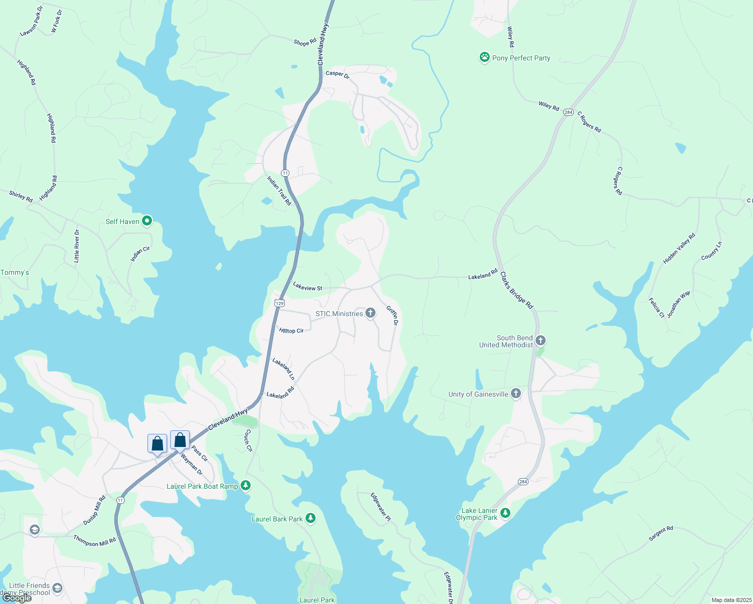 map of restaurants, bars, coffee shops, grocery stores, and more near 3614 Griffin Drive in Gainesville