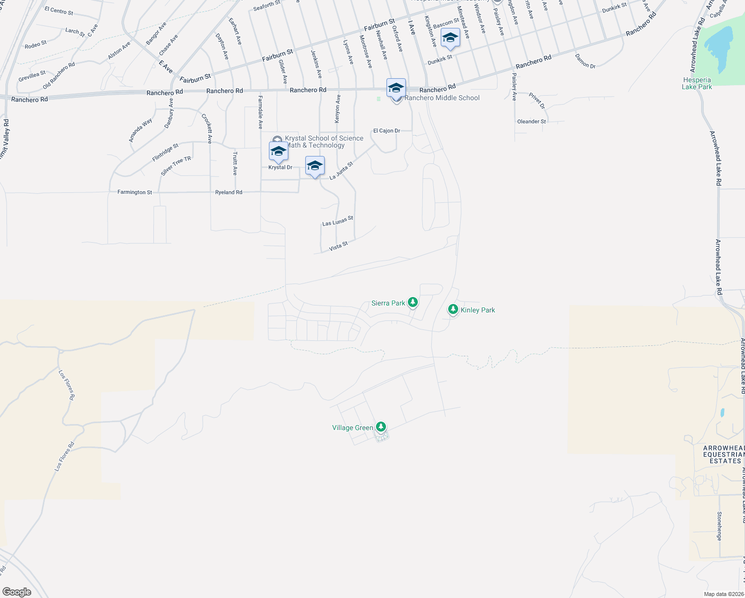 map of restaurants, bars, coffee shops, grocery stores, and more near 17538 Bassets Street in Hesperia