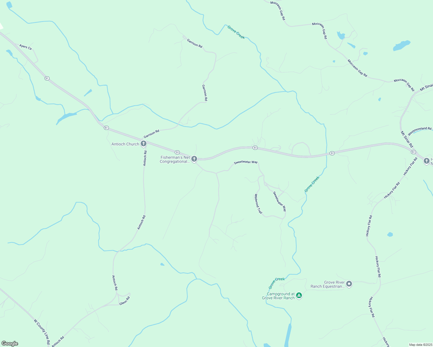 map of restaurants, bars, coffee shops, grocery stores, and more near 55 Sweetwater Way in Lula