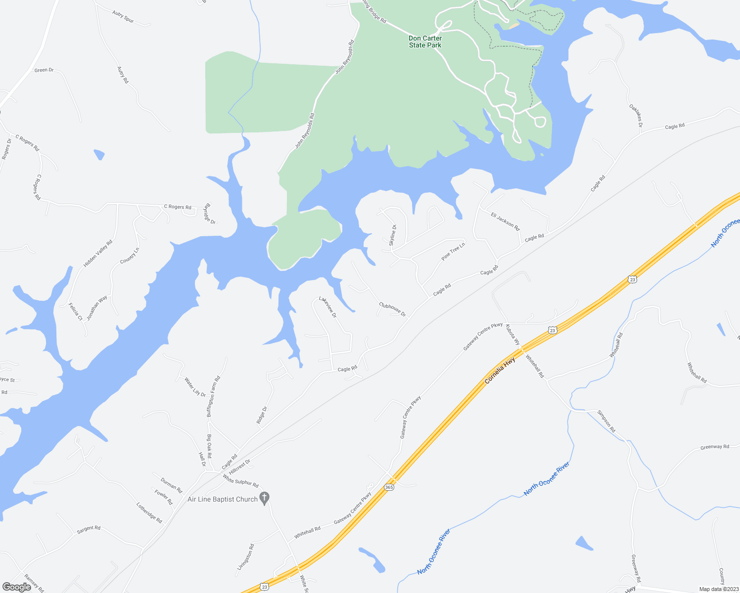 map of restaurants, bars, coffee shops, grocery stores, and more near 3817 Clubhouse Drive in Gainesville