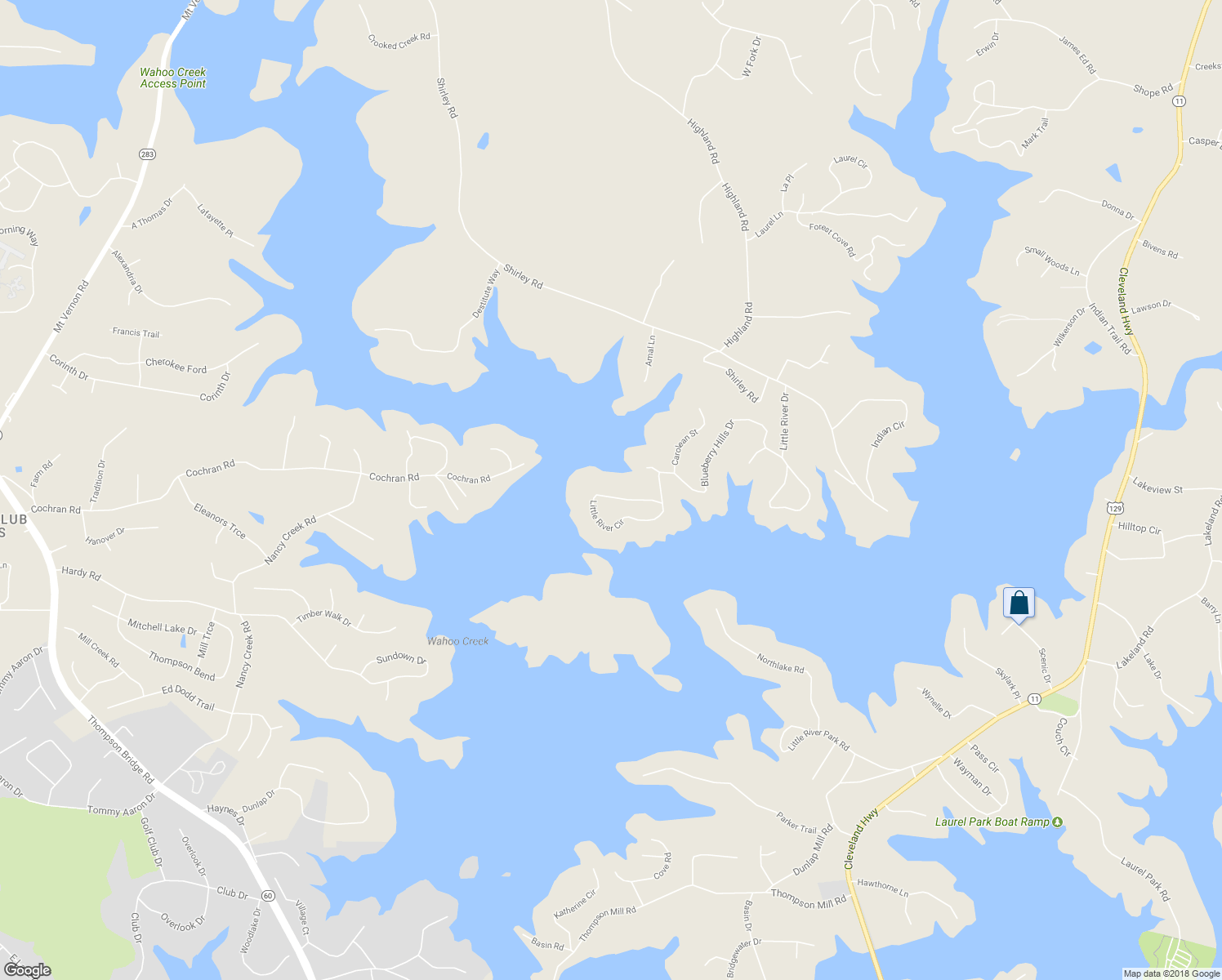 map of restaurants, bars, coffee shops, grocery stores, and more near 5527 Little River Circle in Gainesville