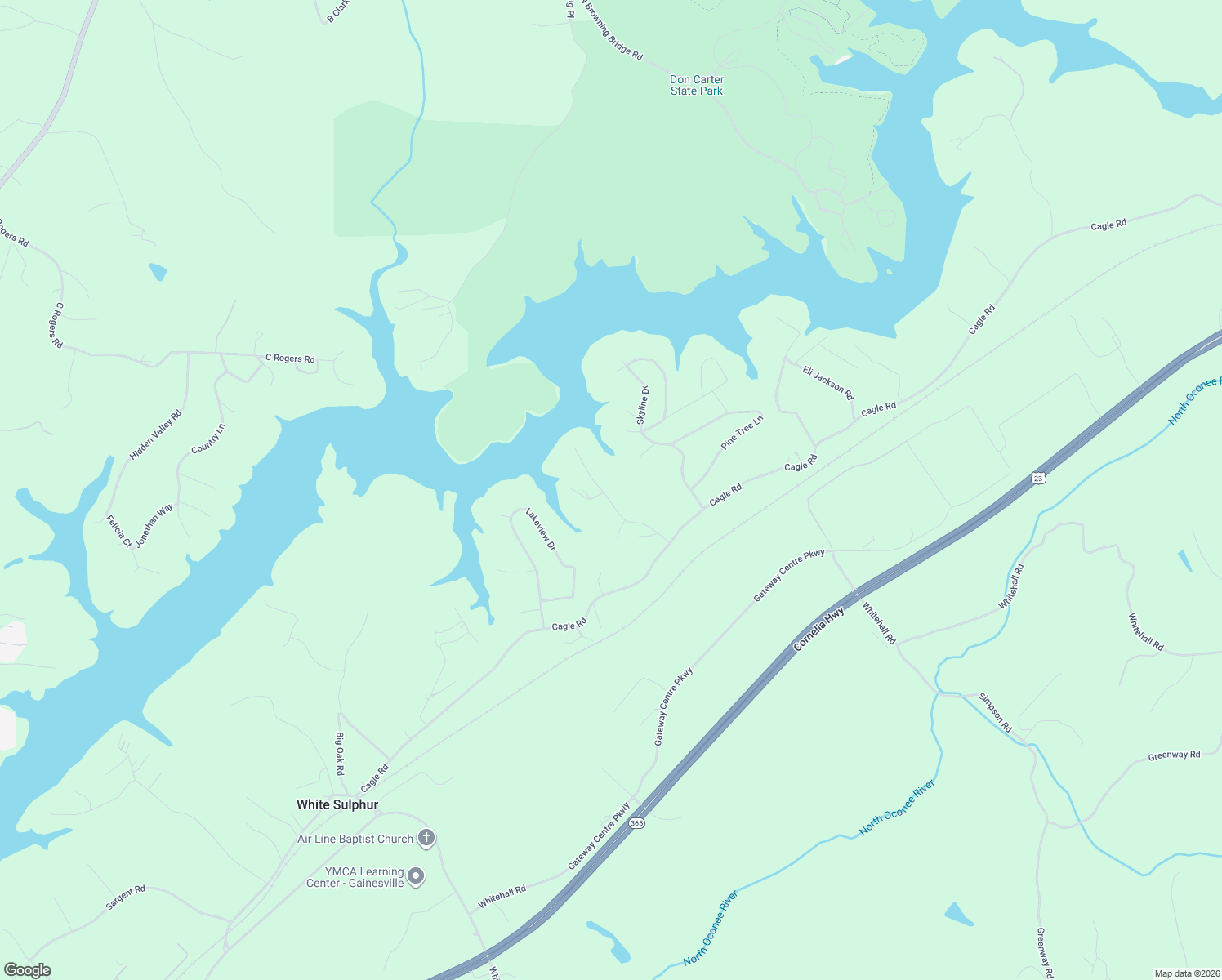 map of restaurants, bars, coffee shops, grocery stores, and more near 3824 Clubhouse Drive in Gainesville