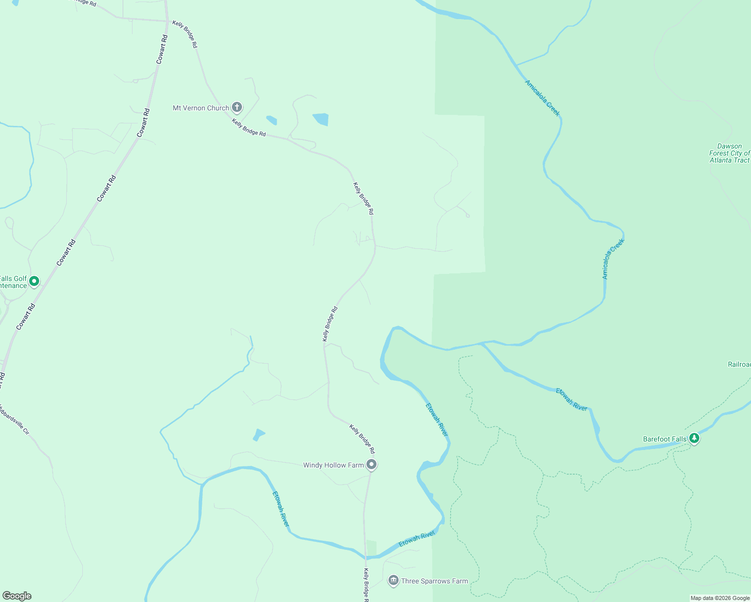 map of restaurants, bars, coffee shops, grocery stores, and more near 103 Etowah Overlook Road in Dawsonville