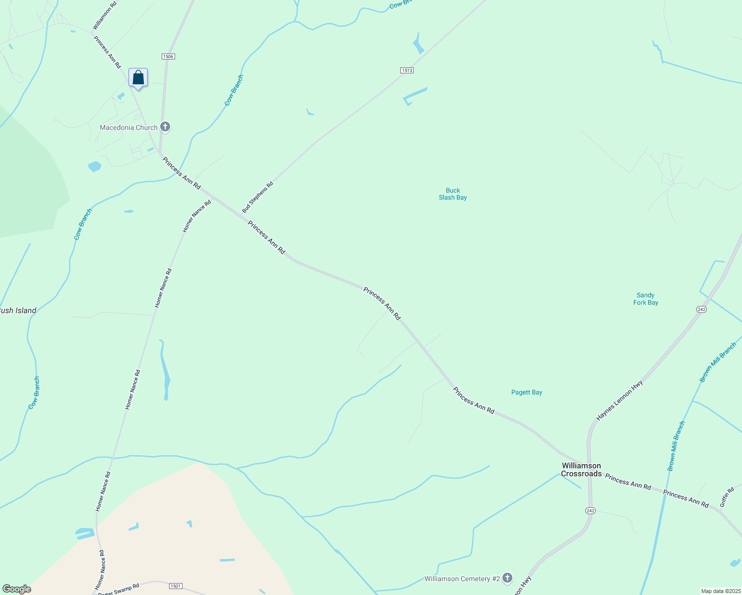 map of restaurants, bars, coffee shops, grocery stores, and more near 5431 Princess Ann Road in Chadbourn