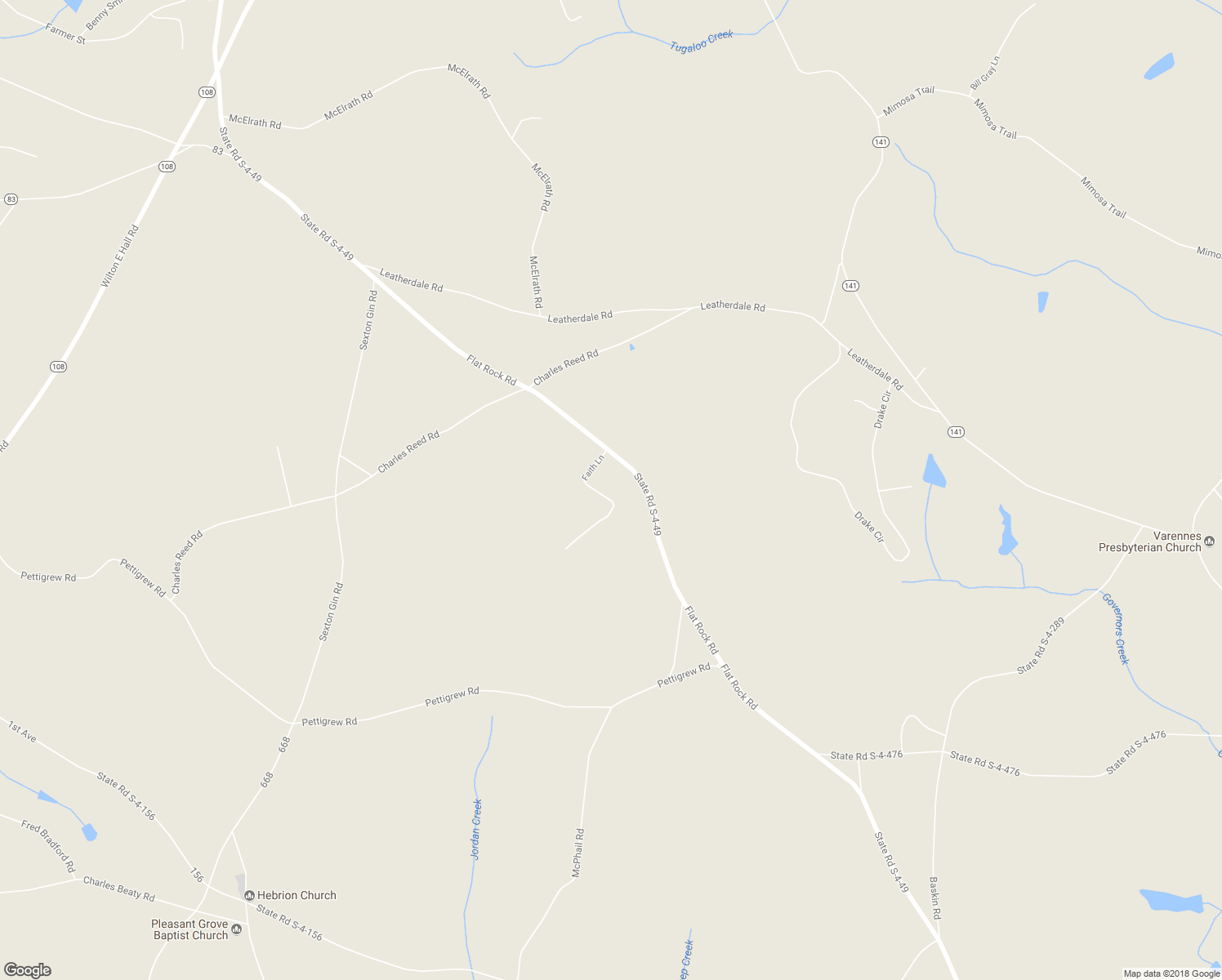 map of restaurants, bars, coffee shops, grocery stores, and more near 145 Faith Lane in Iva