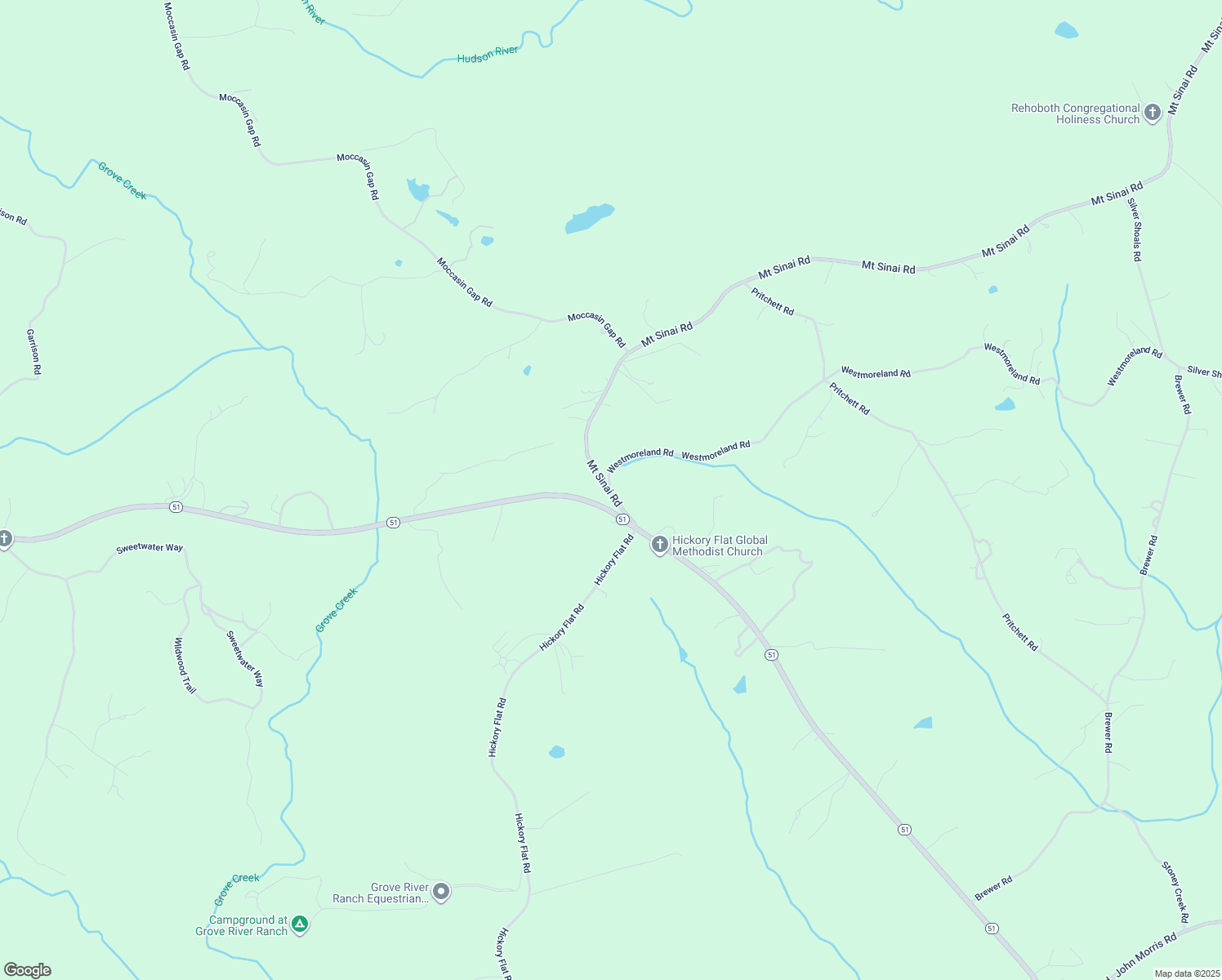 map of restaurants, bars, coffee shops, grocery stores, and more near 1115 Westmoreland Road in Lula