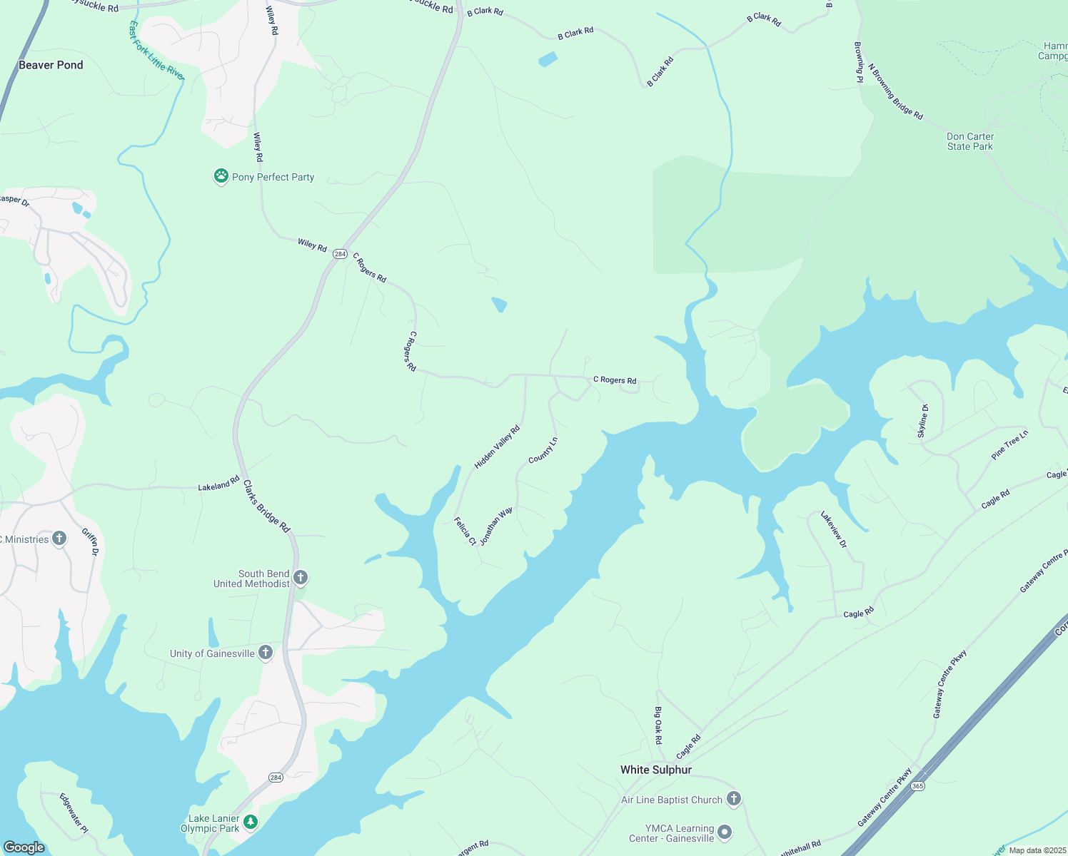 map of restaurants, bars, coffee shops, grocery stores, and more near 3223 Hidden Valley Road in Gainesville
