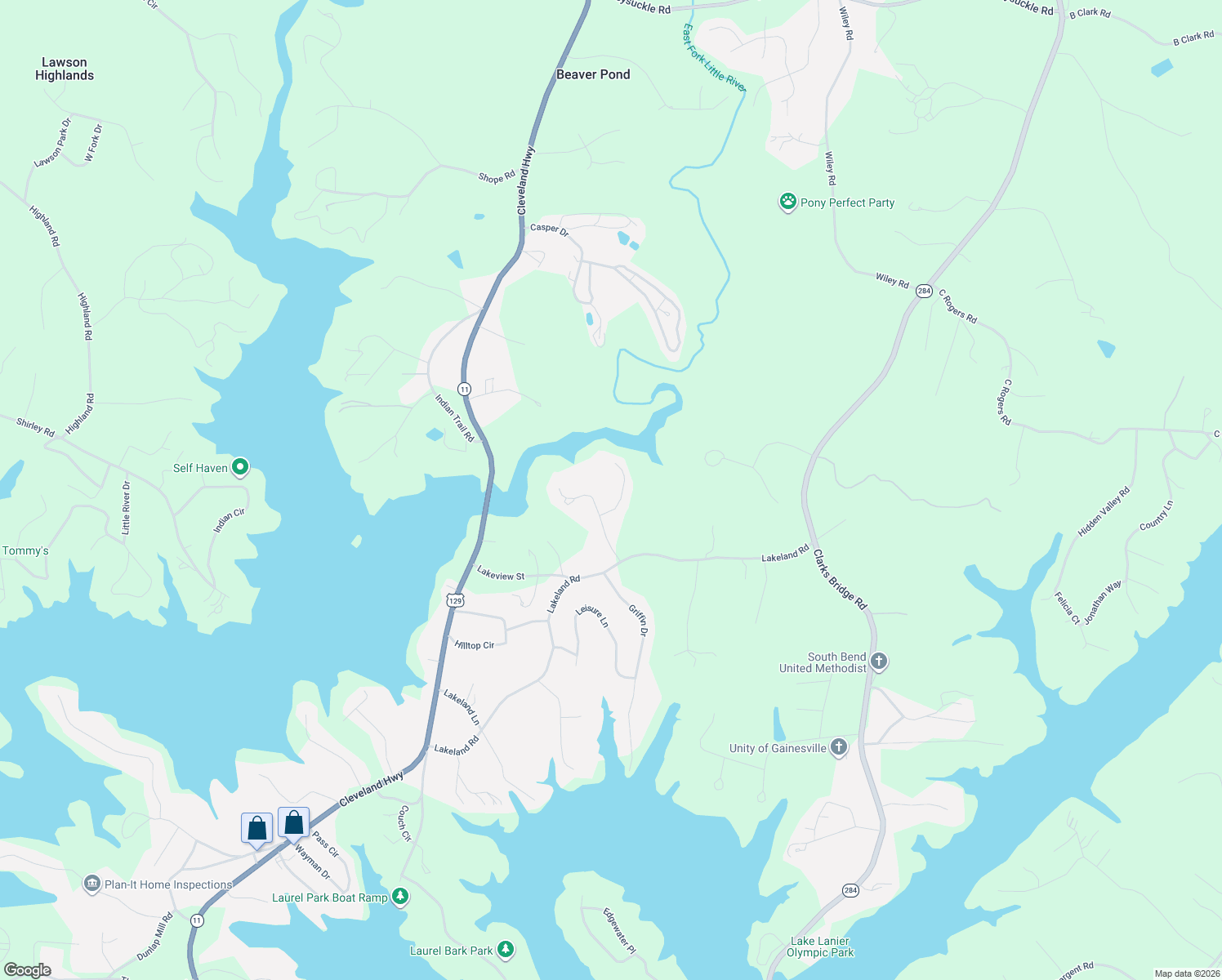 map of restaurants, bars, coffee shops, grocery stores, and more near 3637 Rocky Ford Terrace in Gainesville