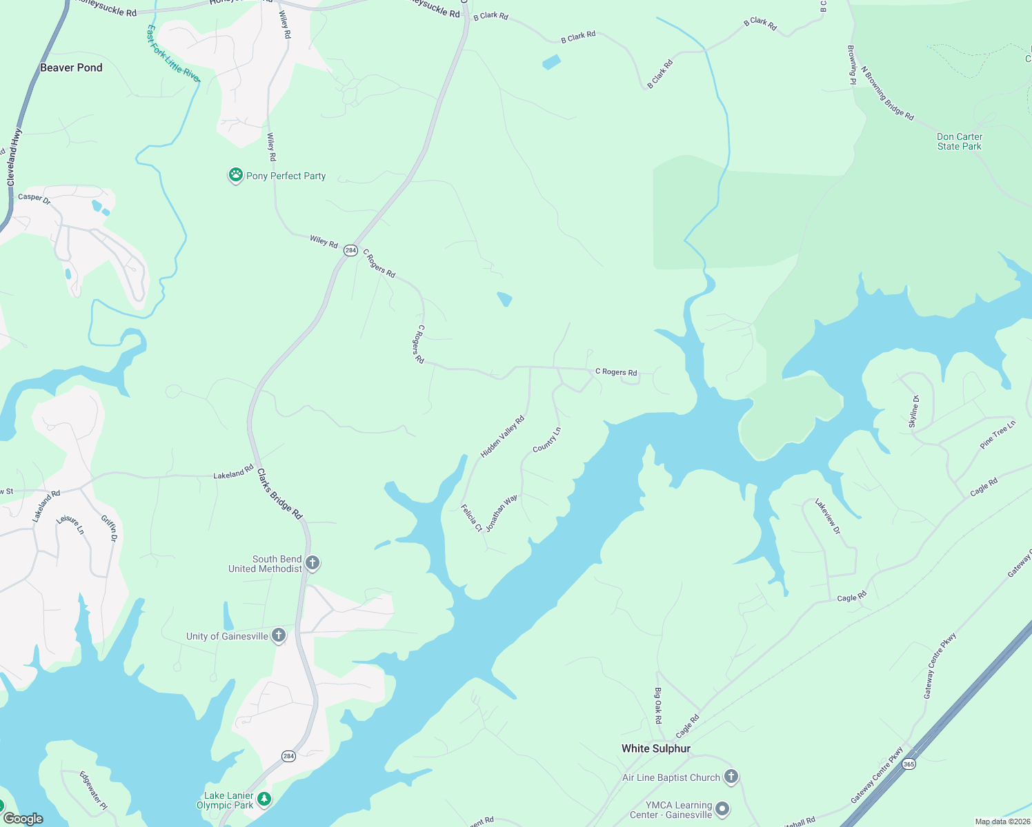 map of restaurants, bars, coffee shops, grocery stores, and more near 3220 Hidden Valley Road in Gainesville