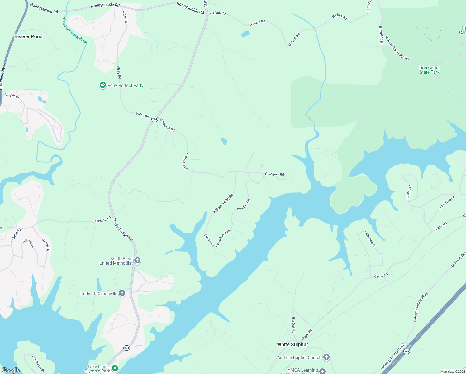 map of restaurants, bars, coffee shops, grocery stores, and more near 3220 Hidden Valley Road in Gainesville