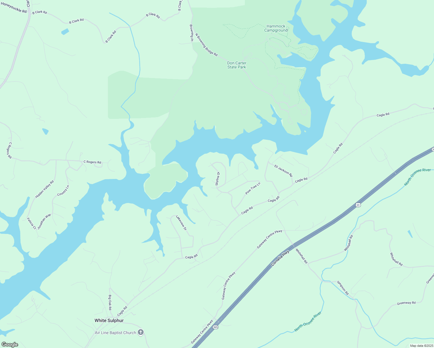 map of restaurants, bars, coffee shops, grocery stores, and more near 3941 Skyline Dr in Gainesville