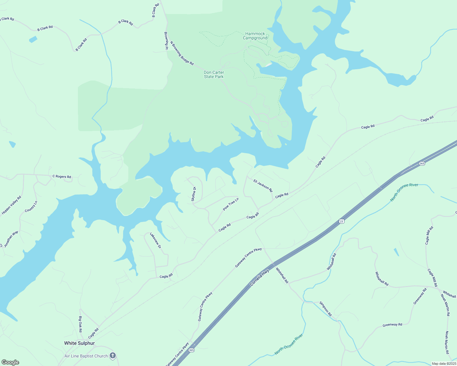 map of restaurants, bars, coffee shops, grocery stores, and more near 3978 Pineshore Circle in Gainesville
