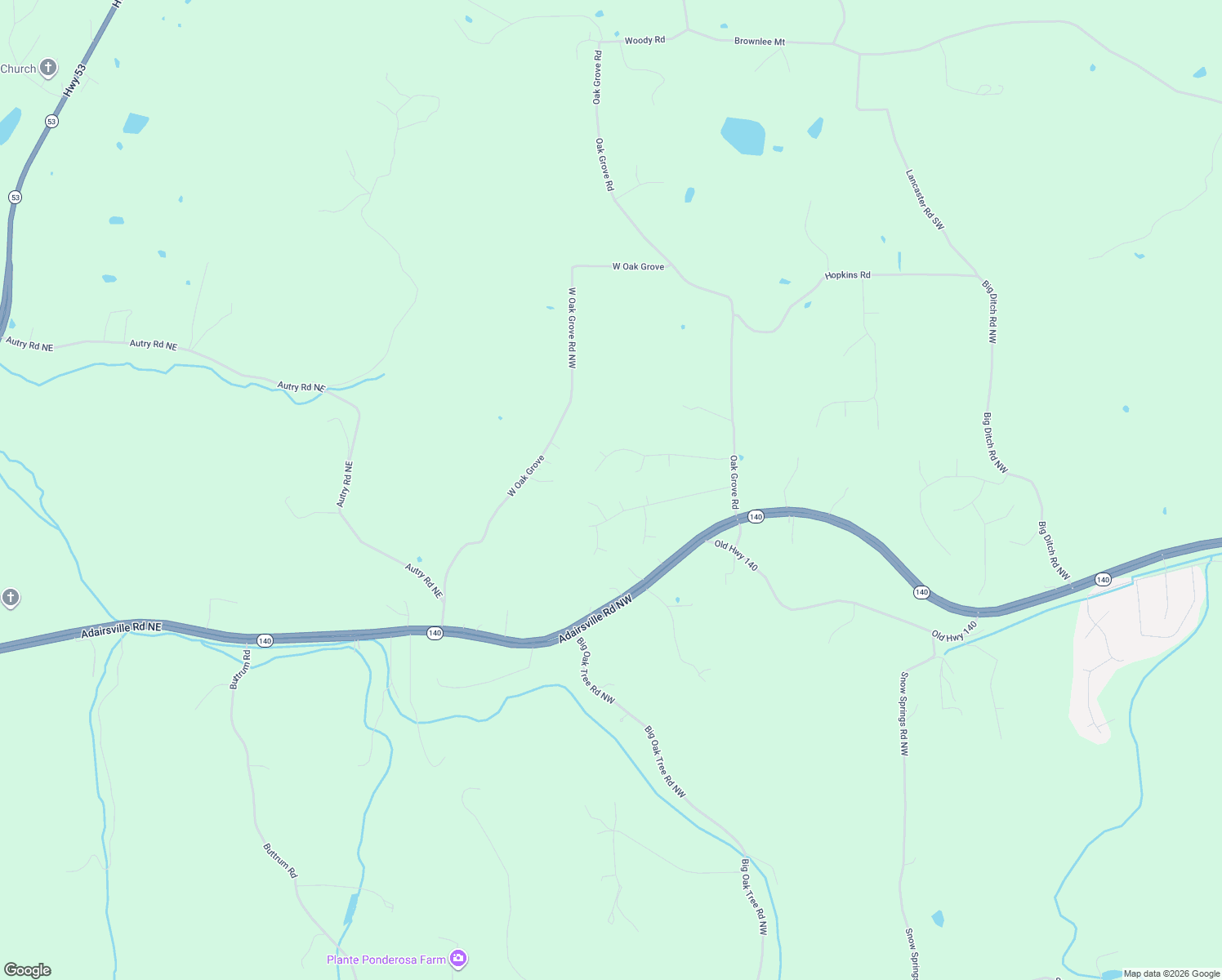map of restaurants, bars, coffee shops, grocery stores, and more near 15 Kirby Ct in Adairsville