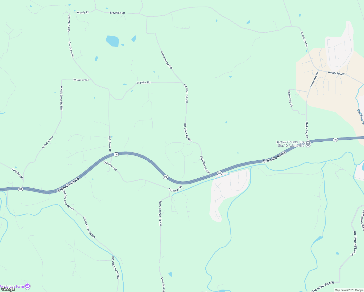 map of restaurants, bars, coffee shops, grocery stores, and more near 12 Wessington Place in Adairsville