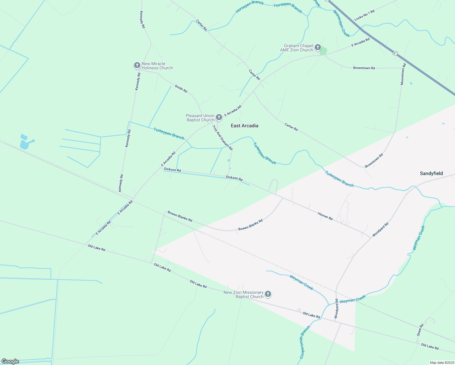 map of restaurants, bars, coffee shops, grocery stores, and more near T D Ln in East Arcadia