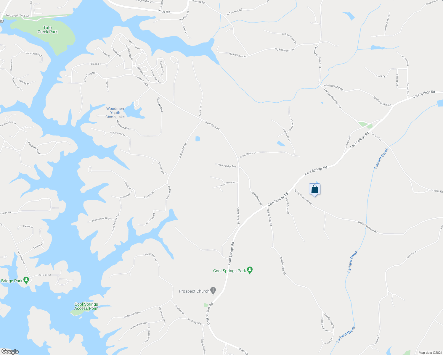 map of restaurants, bars, coffee shops, grocery stores, and more near 5620 Bald Ridge Trail in Gainesville