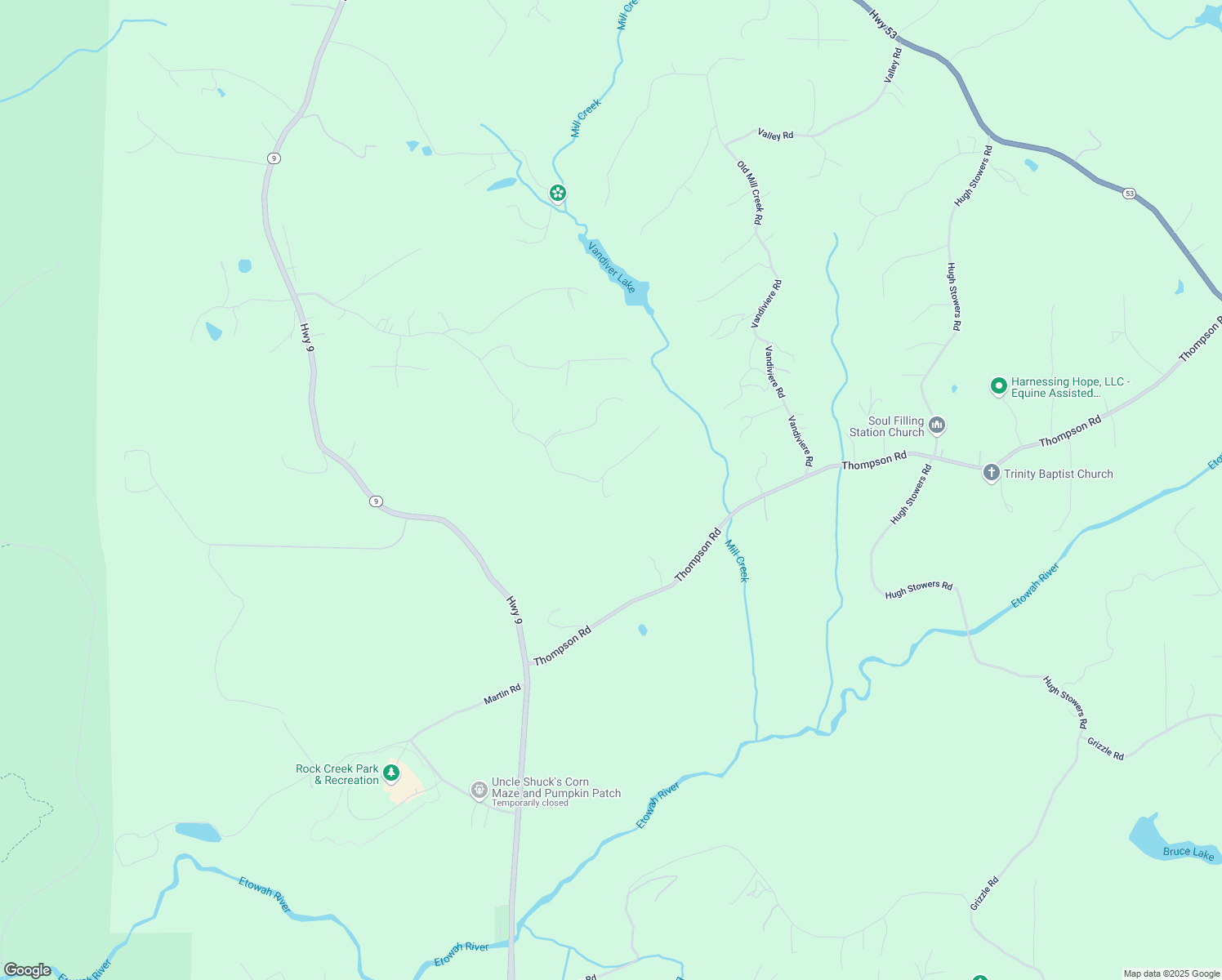 map of restaurants, bars, coffee shops, grocery stores, and more near 668 Norma Road in Dawsonville