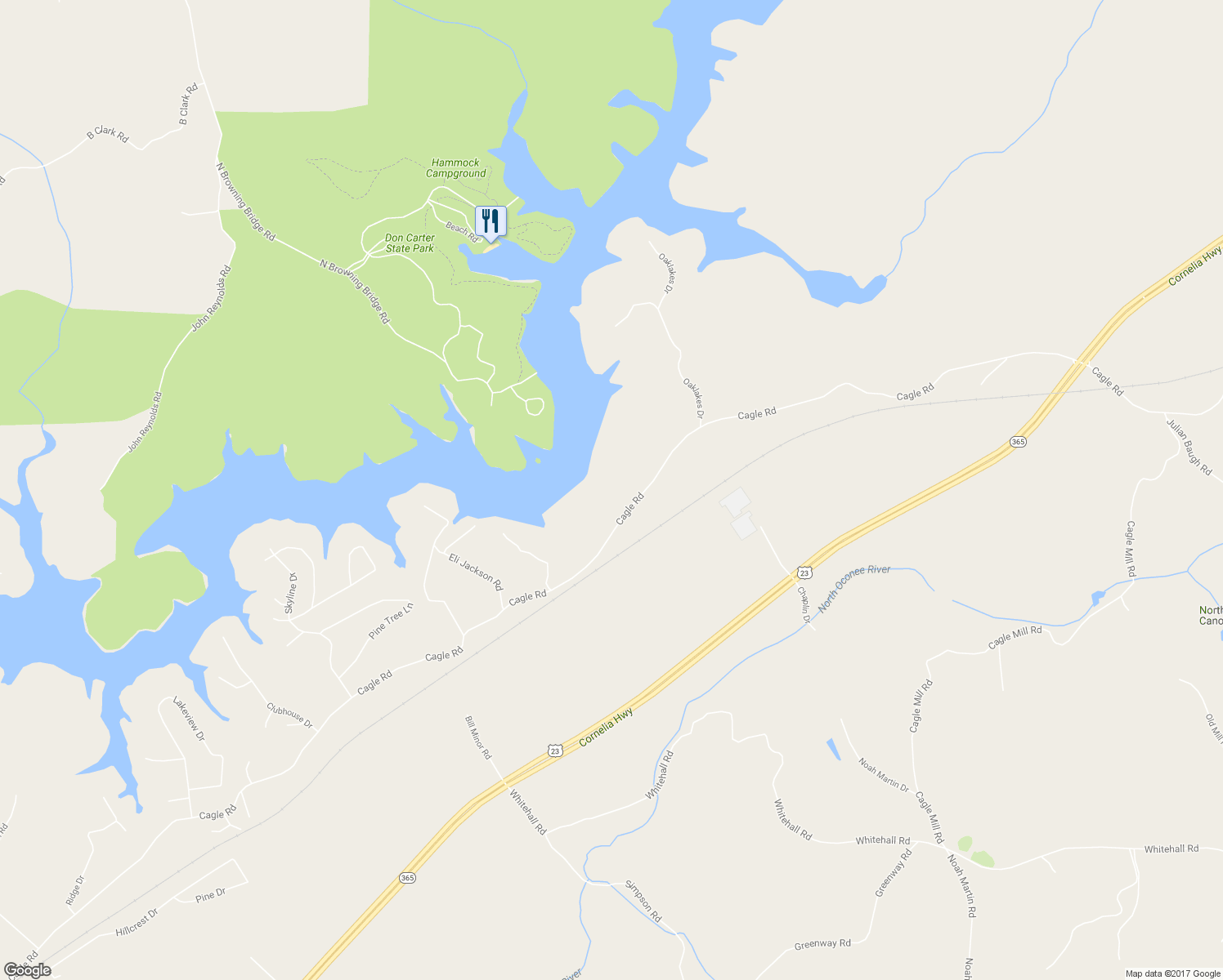 map of restaurants, bars, coffee shops, grocery stores, and more near 4193 Cagle Road in Lula