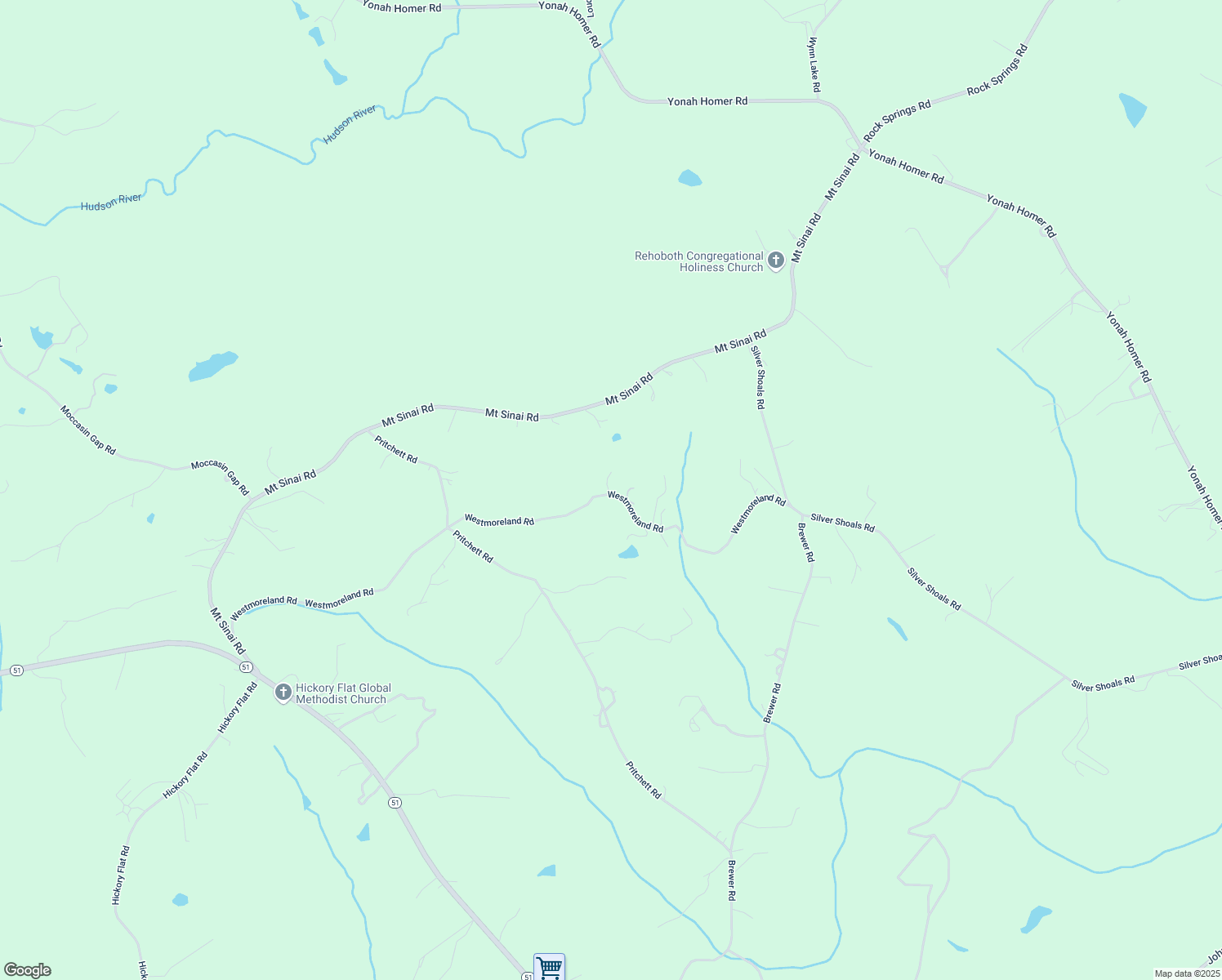 map of restaurants, bars, coffee shops, grocery stores, and more near 464 Westmoreland Road in Lula