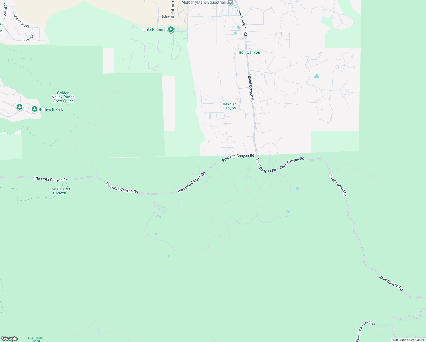 map of restaurants, bars, coffee shops, grocery stores, and more near 16402 Placerita Canyon Road in Santa Clarita